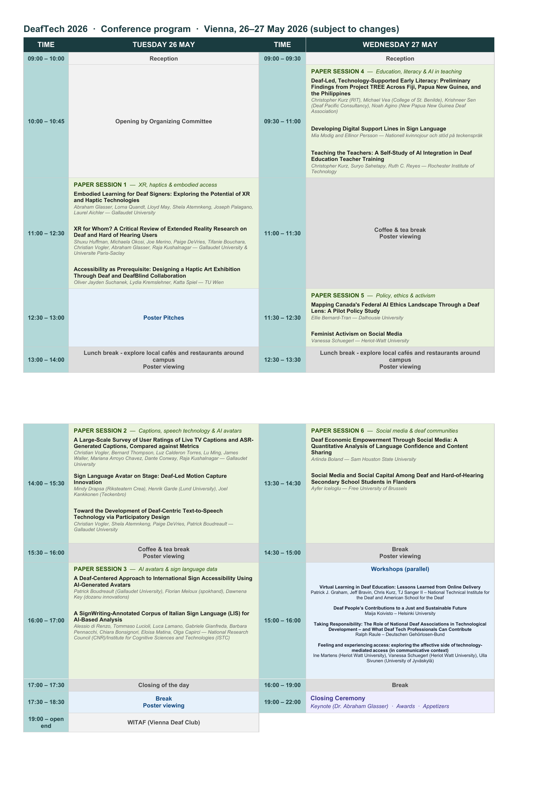 DeafTech 2026 Program Schedule